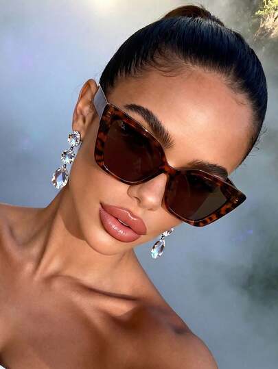 1 Pair Unisex Cat Eye Shaped Leopard Print Sunglasses, Suitable For Music Festivals, Travel, Vacation, Sports, Driving, Festivals, Beach, Outings, Summer Accessories, Family Outings, UV Protection, Golf, Hiking, Elegant Style, Street Fashion Accessories, Vacation Atmosphere, Sports, Parties, Outdoor Activities, Street Style, Fishing, Outdoor Activities, Holidays, Sun Protection, Vacation