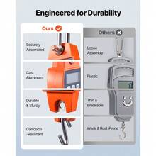 Uimoso Digital Crane Scale 660 Lbs/300 Kg Portable Hanging Scale Orange - As Pic - View 3