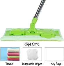 EaseYourDay Wet And Dry Flat Mop Head, Super Firm Clip On Pads, 2 Washable Mop Pads, Compatible With All Standard US Threading Pole - Trắng - Xem 5
