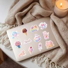 56 piezas de pegatinas lindas y de dibujos animados en estilo pastel Kawaii, calcomanías de unicornio mágico, oso, conejo, postre dulce y cuento de hadas, para papelería, scrapbooking, cuadernos y decoración DIY para niños - Multicolor - Ver 7