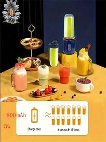 1pc Portable 2-In-1 Blender & Juicer, Dual Cup Design, Stainless Steel Blades, USB Rechargeable, Easy To Clean, Suitable For Making Smoothies, Ice Cubes, Kitchen Appliance, Outdoor Use, Perfect Gift For Valentine's Day & Mother's Day, Fruit Blending, Modern Design, ABS Plastic - Multicolor - View 12