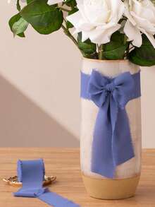 1,5 polegadas x 5 metros Fita de Chiffon Azul e Bege, Decoração de Borla Feita à Mão, Adequada para Buquês, Embrulho de Presentes, Casamentos, Buquês de Noiva, Aniversários, Artesanato, Presentes de Formatura, Festas de Feriados, Decorações DIY, Decoração de Natal, Lembrancinhas de Festa e Embalagem de Presentes - multicolorido - Visão 7