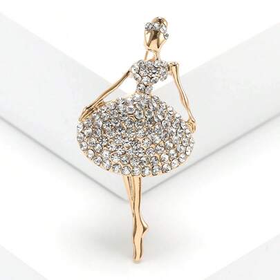 1pc Fashionable & Elegant Zirconia Dancing Girl Brooch