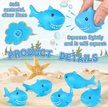 1-20pcs Cute Floating Squeaky Mini Blue Rubber Shark Toys, Suitable For Shower, Bathtub, Small Swimming Pool, Beach Outdoor Stacking Play, Gift - Shark - View 5