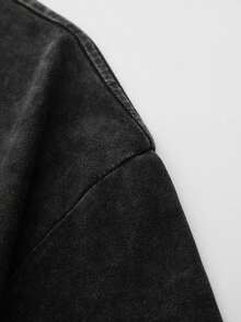 Men's Printed Vintage Washed Vest, Loose Fit, Casual Street Style, An Essential Everyday Item - Black 4 - View 5