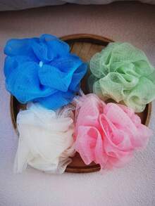 4pcs/Set Cute Solid Color Bath Sponge, Shower Puff, Bathing Flower, Loofah, Sponge Bath Ball, Approx. 20g/Pc, Random Color - Multicolor - View 8