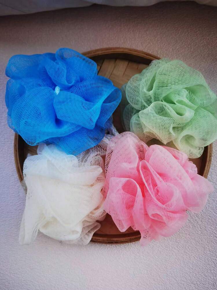 Set de 4 piezas de esponjas de baño de unicolor, pompones de ducha, flores de baño, estropajos, bolas de esponja de baño, aproximadamente 20g/pieza, color aleatorio - Multicolor - Añade 8