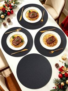 1/120pcs Round PU Leather Placemats, Waterproof & Oil-Resistant Decorative Mats, Washable Tableware Pads, Non-Slip & Odorless Protective Mats, Suitable For Restaurants, Cafes, Homestays, Perfect For Holidays, Parties, Gatherings, Birthdays, Weddings, Dinner Parties - Multicolor - View 1