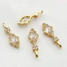 1 pieza/4 piezas/6 piezas Pendientes, collar, pinza de pelo, accesorios de joyería con colgante de forma de gota de agua de cobre con microincrustaciones de circonita, estilo minimalista - Pendientes colgantes con diamantes - Ver 15