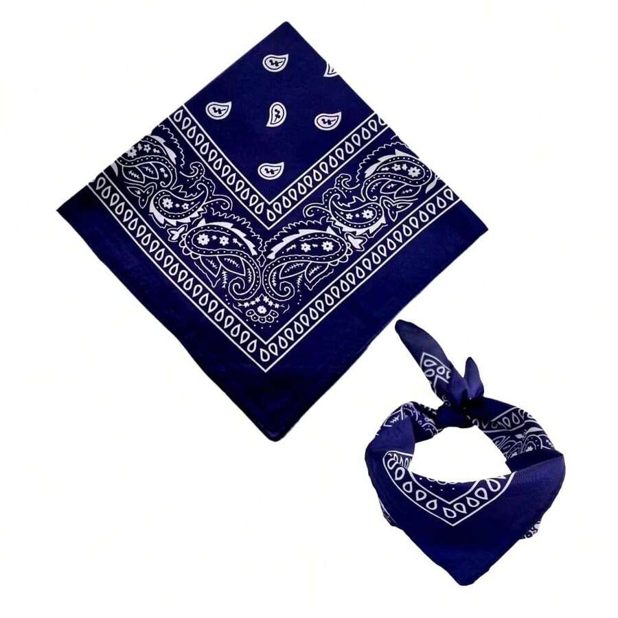 Premium Printed Bandana Scarf - Classic Style And Total Versatility - Dark Blue - View 1