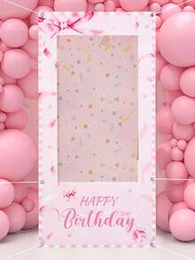 1 pieza Marco de fotos con lazo rosa, tela de fondo de marco rosa para fiesta de cumpleaños, decoración de cumpleaños de niña, recuerdo de baby shower, decoración de baby shower, suministros para bebé, accesorio para photobooth de feliz cumpleaños, telón de fondo para photobooth de fiesta, fondo rosa, decoración de cumpleaños rosa, suministros de fiesta de bebé, decoración de cumpleaños con lazo rosa, decoración rosa con lazo para cumpleaños, suministros de fondo para fiesta festiva - Multicolor - Ver 8