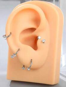 Bộ 5 khuyên mũi hình trái tim, ngôi sao, tròn, móng ngựa đính đá CZ, ren trong, thép không gỉ 18 gauge 8mm, lý tưởng cho xỏ mũi, sụn tai, vành tai, môi, trang sức xỏ mũi, trang sức cơ thể cho nam nữ, đeo hàng ngày, quà tặng lễ hội - Nhiều màu - Xem 8