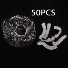 100pcs/50pcs/10pcs Disposable Shower Cap, Waterproof Elastic Shower Cap, Thickened Large High Elastic Shower Cap, Suitable For Bathing & Hair Care, Convenient To Carry, Waterproof Elastic Shower Cap, Suitable For Hair Dyeing And Beauty Salon, Suitable For Bathing & Hair Care, Thickened Large Super Elastic Shower Cap, Easy To Carry,Holiday,Festival - Transparent - View 12