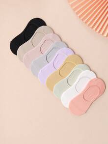 1/5 Pairs Random Color No Show Socks For Women, Heart-Shaped, Pink, Black, White, Refreshing, Fashionable, Minimalist, Personalized, Soft, Comfortable, Moisture-Wicking, Suitable For Party And Gathering - Multicolor - View 1