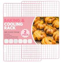 2 estantes de enfriamiento para cocinar y hornear estante de enfriamiento de acero inoxidable de 16 x 10 pulgadas bandeja con estante de alambre para bandeja de hornear estante de tocino apto para - Rosado - Ver 2
