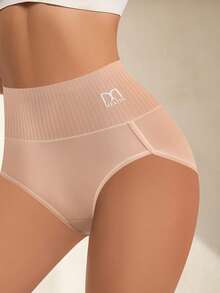 QUASTI 5-Piece Women's Comfortable High-Waisted Tummy Control Panty Set - Wide Ribbed Waistband, Minimalist Solid Color, Skin-Friendly, Elastic, Breathable, Full Hip Coverage, Sports & Casual Briefs Combination - 彩色 - 查看 3
