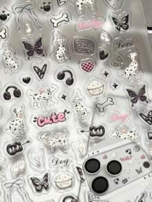 1 Piece Of DIY Decorative Sticker For Ins Style Phone, Featuring Elements Such As Cute Puppies, Bears, Bows, Flowers, Fruits, Etc. It Can Be Used For DIY Phone Cases, Keychains, Scrapbooks, Water Cups, Tablet Decorations, Etc., Easily Creating Exclusive Girl's Items To Decorate The Phone. It Is Applicable To All Types Of Phones. - Multicolor - View 1