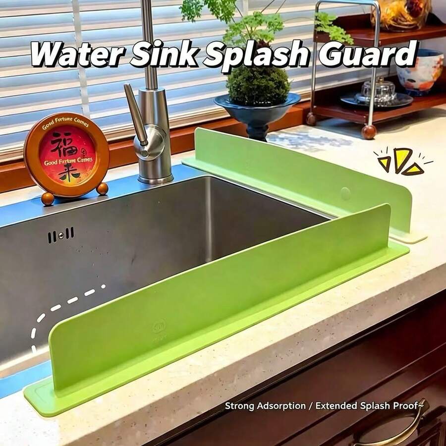 1pc Silicone Sink Splash Guard, Suction Cup Kitchen Water Barrier, Splash Proof Faucet Protector