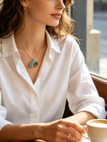 Nuevo collar de acero de titanio impermeable con forma de estrella de mar, estilo océano, moda de playa y viaje, gargantilla de delfín para mujeres - Multicolor - Ver 3