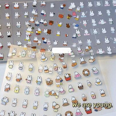  1pc Miffy Bunny Themed Sticker Pack, Various Cute Rabbit Stickers For Scrapbooks, DIY Crafts And Diaries, Fashionable Decorative Stickers For Teenagers And Adults(Stochastic Style)