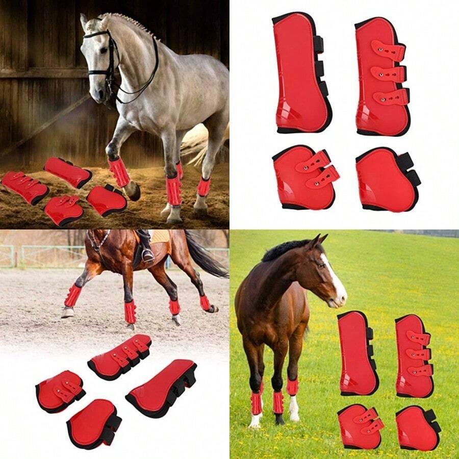 Vendas Elásticas para Caballos Protectores Patas Juego para Entrenamiento Ecuestre Saltos Cabalgata Ajustables Talla L - como en la imagen - Ver 1