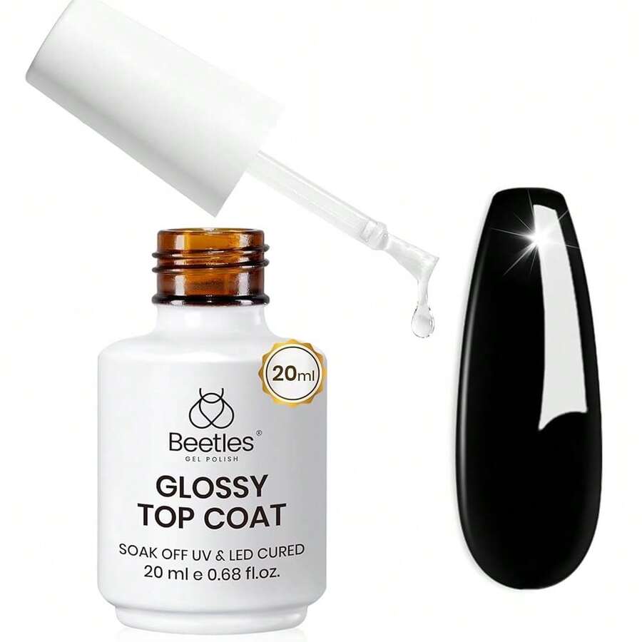 Beetles Extra Glossy Gel Top Coat - 20ml Clear Glossy No Wipe Top Coat Gel Nail Polish High Shine Long Lasting Nail Surface Protection Manicure Spring Nail Gifts For Women - 1Pcs 15ML High Gloss Top Coat - 查看 1
