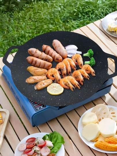 28/34cm Nonstick Frying Pan With Wooden Handle, Double Handle Design, Even Heat Distribution, Lightweight And Durable, Detachable Wooden Handle, Multipurpose Round Shape, Nonstick And Easy To Clean, Scratch-Resistant, Suitable For All Stoves, Healthy Cooking, Long-Lasting, Applicable For Grilling, Stir-Frying, Pancake Making, Outdoor Camping, Home Kitchen, Restaurant