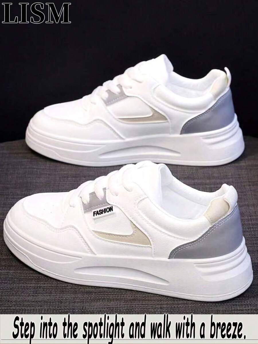 1双女士休闲时尚运动鞋，学生百搭平底鞋 - 灰色 - 查看 1