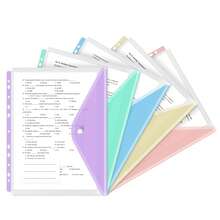 11-Hole A4 Clear View Binder, Colorful Side PP Thick File Folder With Memo Pocket And Button Closure, 5pcs/10pcs Set, Each Can Hold Up To 200 Sheets, Suitable For Back To School, Office And Study Organization. - Sets - View 8