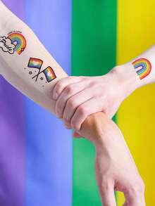 10 miếng hình xăm tạm thời cầu vồng chủ đề Ngày Tự hào (Pride Day), với 105 mẫu thiết kế, hình xăm trái tim cầu vồng, biểu tượng giới tính , chữ cái, hình xăm giả chống thấm nước dùng cho tiệc tùng, trang điểm, diễu hành, lễ kỷ niệm. - Nhiều màu - Xem 5