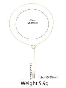 1pc Stainless Steel Women's Necklace, Y-Shaped Choker With Circle & Water Drop Pendant, Minimalist Style, Gold Color, Suitable For Daily, Date, Evening Party, Gift For Friends And Girlfriends - necklace - View 3
