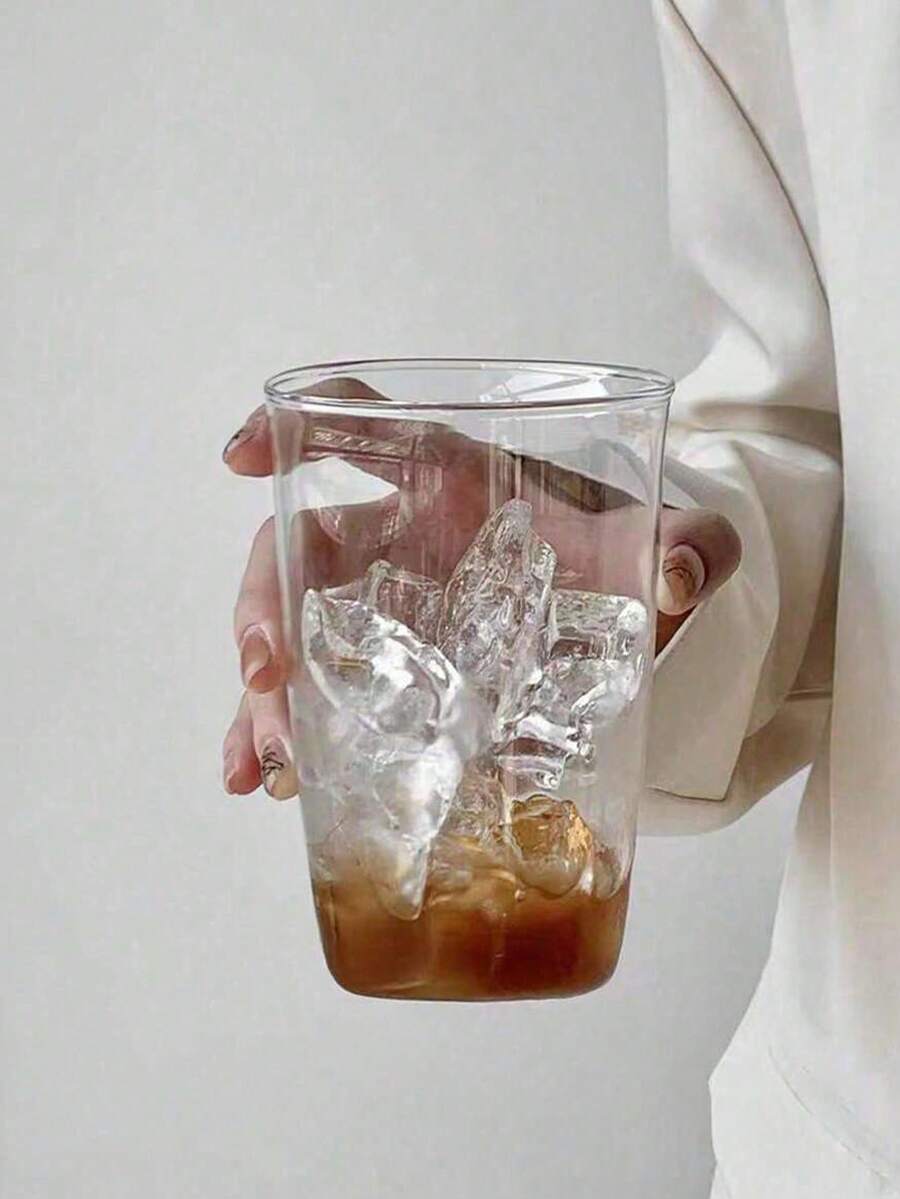 1个400毫升单层保温玻璃杯，透明高硼硅玻璃耐热咖啡杯，办公茶杯，果汁杯，适合夏季、饮用酒精饮料、抹茶等。大容量户外旅行便携饮料果汁杯，适合冬季和夏季，生日、节日派对礼物、圣诞礼物。 - 無色 - 查看 1