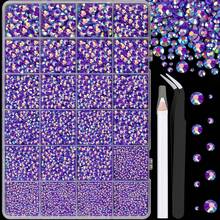 1 Box Black Rhinestones For Crafts, Multi-Colors Available 25000PCS Jelly Rhinestones Flatback Bling Gems With Tweezer Pick Pen For Nail Art, Shoes, Tumblers, Clothes Decoration Jewelry Making Faux Gemstones 24 Girds Nail Charms - Multicolor - View 12