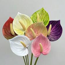 3pcs Realistic Touch 3D Red Anthurium Artificial Flowers - Red Flamingo Lily Faux Flowers, Suitable For Wedding Bouquets And Home Decor | Lifelike Touch Wedding Floral Arrangements And Table Centerpieces - Multicolor - View 1