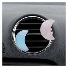 2PCS Moon Car Dashboard Air Vent Trim Clips Glamorous Crystal Stone Auto Air Conditioning Outlet Clip Decoration Cute Unscented Car Interior Vent Accessories For Women And Men PinkandWhite - 粉紅白 - 查看 1