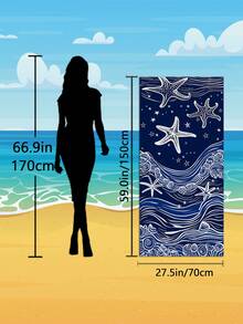 1条海军蓝白条纹海星波浪图案沙滩围巾,多种尺寸可选。速干、柔软、便携、时尚。防沙、超强吸水超细纤维材质。风格:波西米亚风、热带风、复古风、趣味风、瑜伽风、野餐风、防紫外线。是海滩、泳池和户外活动的理想之选;也是旅行、露营、瑜伽、健身和游泳的必备单品。男女皆宜。 - 海星 - 查看 13