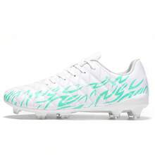 Zapatos de fútbol de césped artificial para hombres, Calzado de fútbol unisex, Ligeros, Transpirables, Parte superior de malla, Clavos AG antideslizantes, Zapatillas deportivas para entrenamiento al aire libre, Botas de fútbol profesionales para hombres y mujeres - Blanco - Ver 6