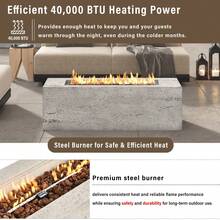 U_STYLE 2-In-1 Outdoor Fire Pit & Propane Tank Stand Set,41.9''Outdoor Rectangular Propane Fire Pit 40000 BTU With 15.75''MGO Propane Tank Cover Table Suitable For Courtyard,Lawn,Patios, Decks. - Beige+Grey + Light Gray + Magnesium Oxide - View 6
