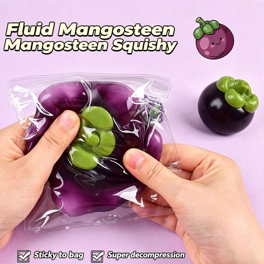 1 món đồ chơi bóp mềm hình quả măng cụt, đồ chơi bóp giảm căng thẳng hình trái cây có độ đàn hồi chậm. - Nhiều màu - Xem 1