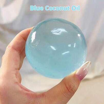 1pc Blue Coconut Oil Squeeze Ball, Round Malt Stress Relief Squeeze Toy, Best Office Desk Stress Relief Tool, Fidget Toy, Travel Toy, Gift For Birthday, Halloween, Christmas