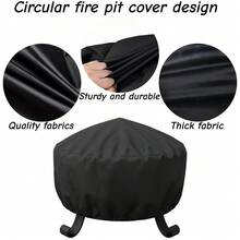 1 pieza Cubierta circular para fogata - Disponible en 3 tamaños (Negro), Fabricada con tela Oxford 300D de alta calidad, Resistente, Con cierre de cordón ajustable en la parte inferior; Hecha de tela premium suave, duradera, a prueba de polvo y resistente al agua, que soporta fácilmente el polvo, la grasa y el desgaste diario - Negro - Ver 4