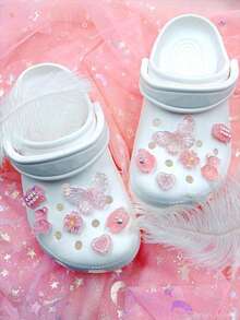 12 buc inimă, panda, floare, fluture, literă drăguț stil Lolita de bază plastic ABS decorațiuni DIY pentru încălțăminte, plajă, purtare zilnică, roz - Multicolor - Vizualizare 1