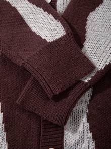 ANDREILEE Men's Fashion Casual Versatile V-Neck Button-Up Cardigan Long Sleeve Loose Ribbed Knit Sweater Daily Commute Home Outerwear Autumn/Winter - Brown - View 10