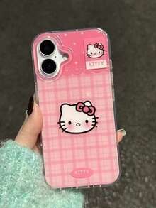 1个新款粉色格子花卉蝴蝶结Hello Kitty卡通少女风手机壳，兼容 17/17 Pro/17 PM/16/16 Pro/16 PM/15/15 Pro/15 PM/14 Pro Max/14 Pro/14/13 Pro Max/13 Pro/12 Pro Max/12 Pro/11/11 Pro Max，时尚保护套，送给女朋友或闺蜜的绝佳礼物 - 彩色 - 查看 2