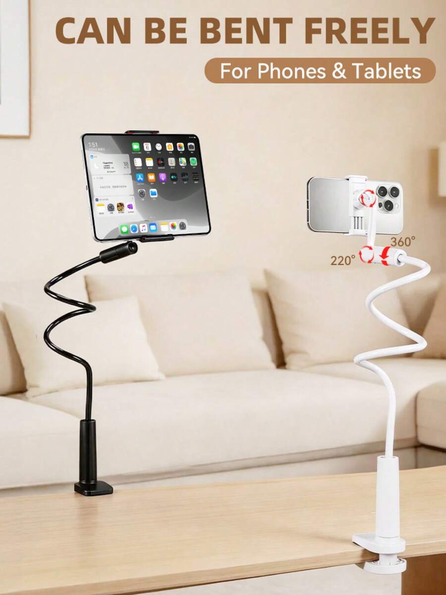 Giá đỡ điện thoại để giường kiểu dáng thoải mái, có thể điều chỉnh, xoay 360°, dùng cho máy tính bảng, chắc chắn và dễ điều chỉnh bằng nút bấm. - Nhiều màu - Xem 1