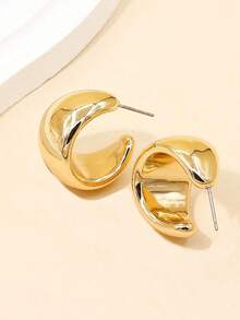 HOTNICE 1 Pair Minimalist Geometric Water Drop Earrings, Versatile New Design Earrings For Women, Elegant Daily Wear - 金子 - 查看 2