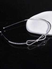 1/2pcs Minimalist Retro Cute Rhinestone Bow Hair Hoop, Shiny Zinc Alloy, Suitable For Daily Wear - Gold - View 8