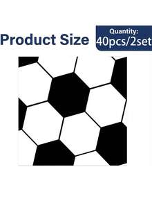 40pcs Football Shaped Paper Napkins, 2-Ply Football Themed Disposable Napkins, Classic Black And White Football Pattern Cocktail Napkins, Suitable For Football Birthday Party, World Cup, Sports Events, Football Fan Gatherings, Tabletop Decor - Football-themed Party Napkins - View 10