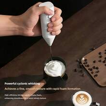 Electric Hand Mixer, Small Handheld Milk Frother, Egg Beater, Cream Whipper, Coffee Stirrer, Cooking Mixer, Single Head Adjustable Milk Frother, Kitchen Essential - Black and White - View 3
