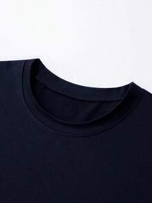 Men's Graphic Letter T-Shirt - 藍色和黑色 - 查看 4